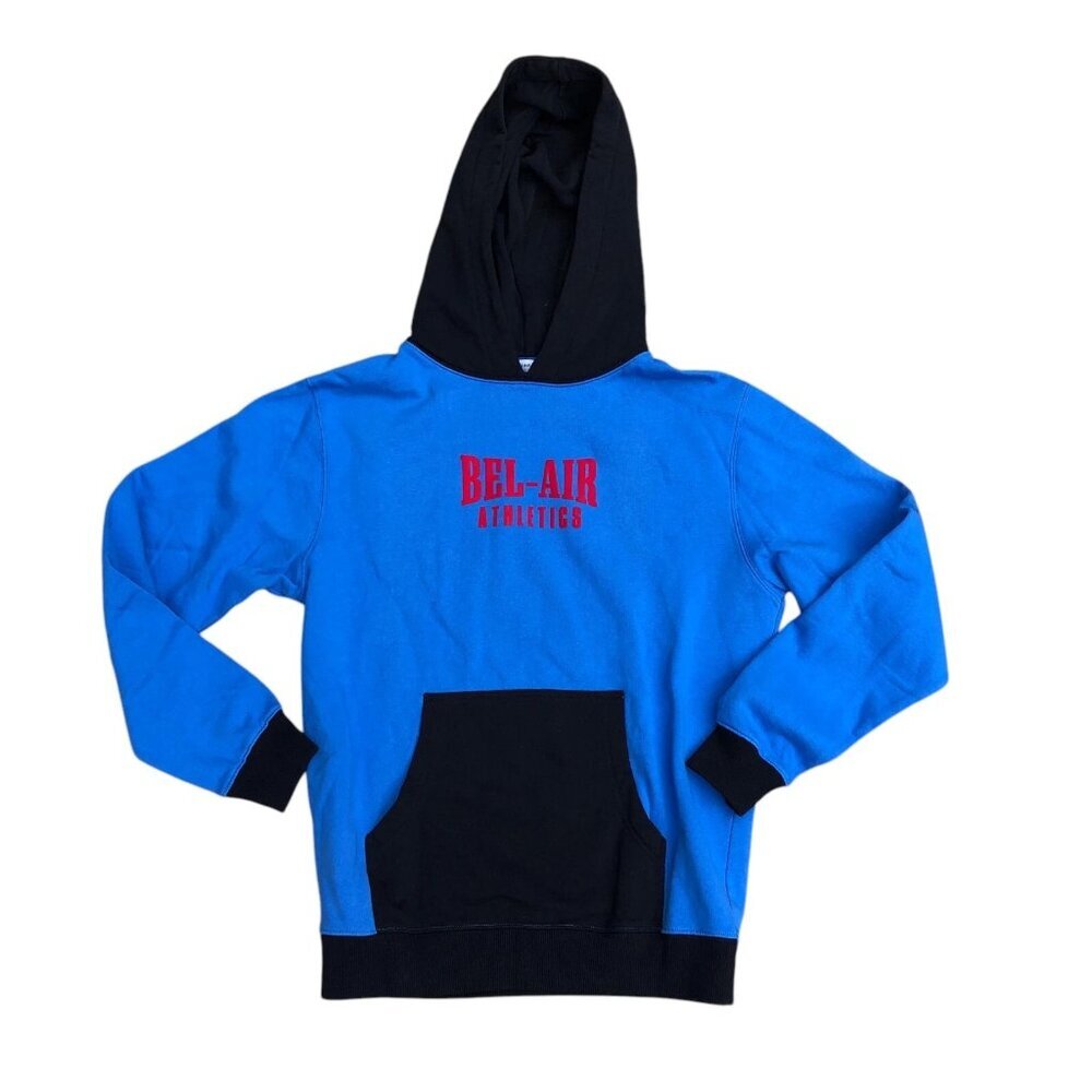 BEL-AIR ATHLETICS Hoodie Sweatshirt SMALL Mens Pullover Blue Long Sleeve Sweater